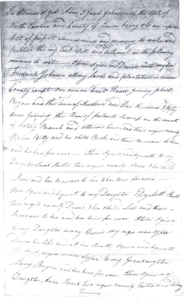 Jacob Johnson will, 1806 - p1