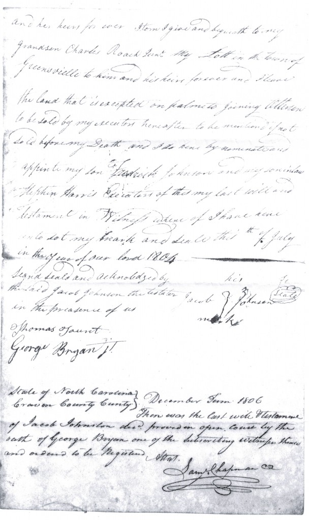 Jacob Johnson will, 1806 - p3