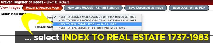 Select INDEX TO REAL ESTATE 1737-1983