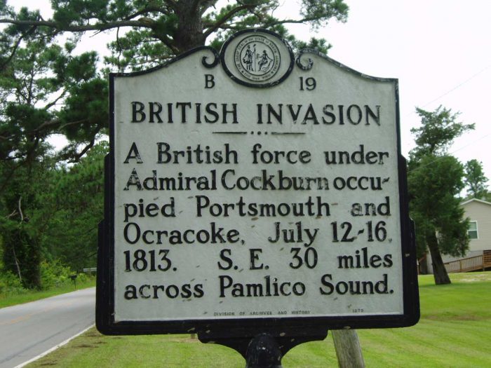 The July 1813 invasion is remembered in this photo of a NC Highway Marker from This Day in North Carolina History site.