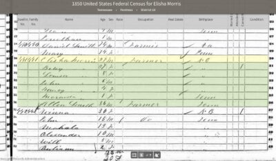 The Elisha Morris (the younger) family in Tennessee