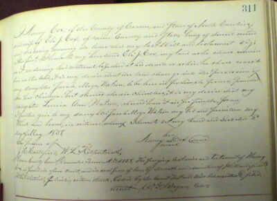 COX, Nancy - Will -1858