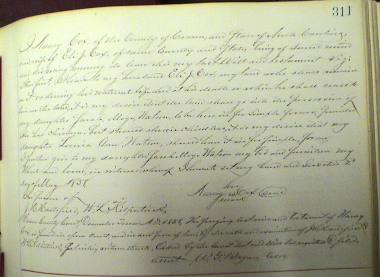 COX, Nancy - Will -1858