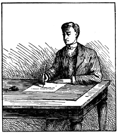 Man writing at desk