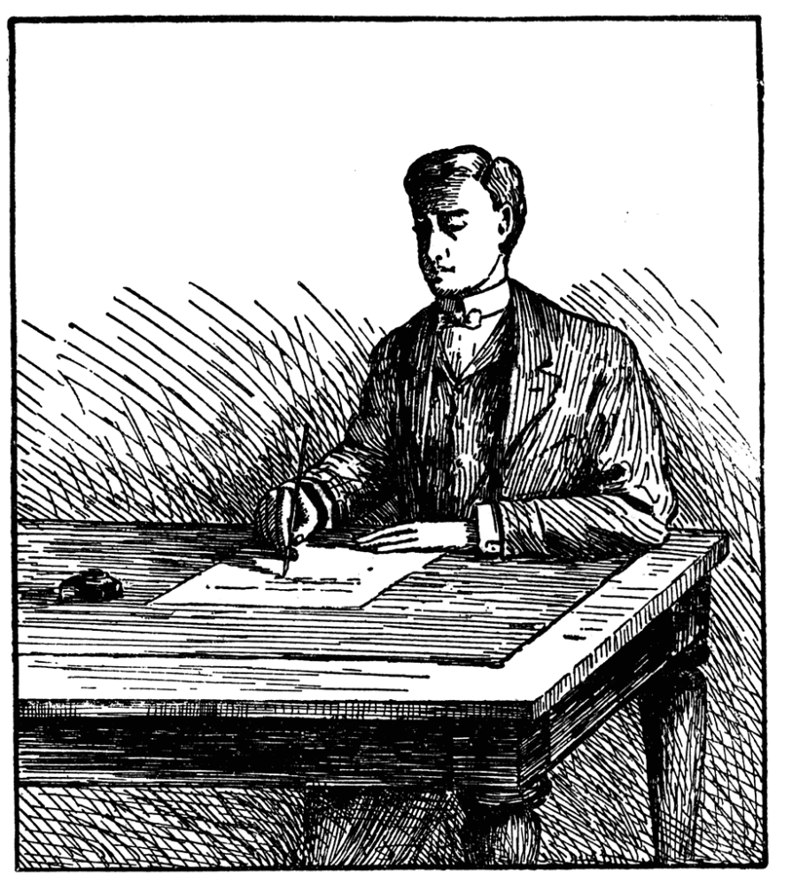 Man writing at desk